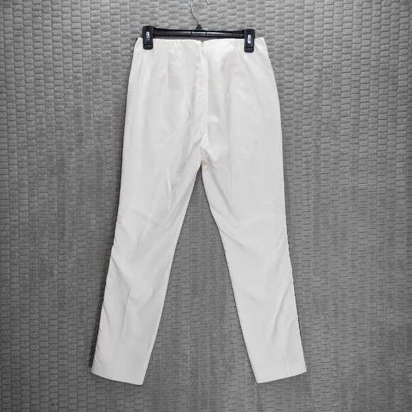 Rag N Bone Simone Pants-High Rise-Cigarette-White with Black Stripe-Sz 6 - Picture 6 of 11